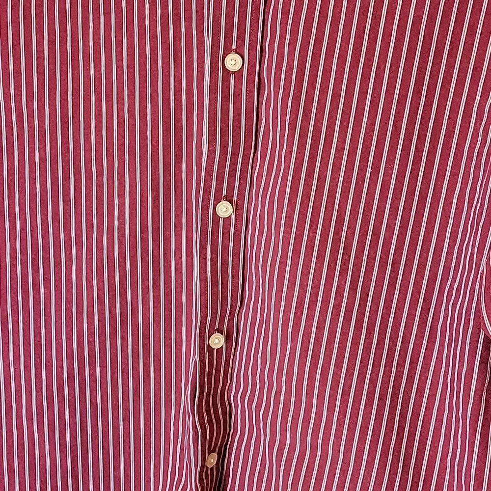 Banana Republic Large Dress Shirt Button Up Long Sleeve Red White Stripe